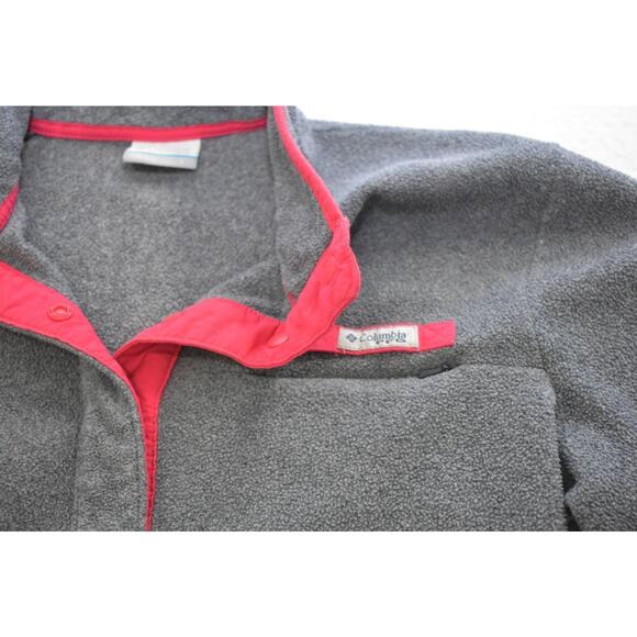 Columbia PFG Fleece Sweater Snap Neck Gray Long Sleeve Pullover Womens Sz Large - Picture 6 of 9